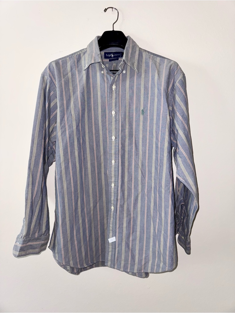 Ralph Lauren Men's Striped Button-Down Shirt in Blue and Cream